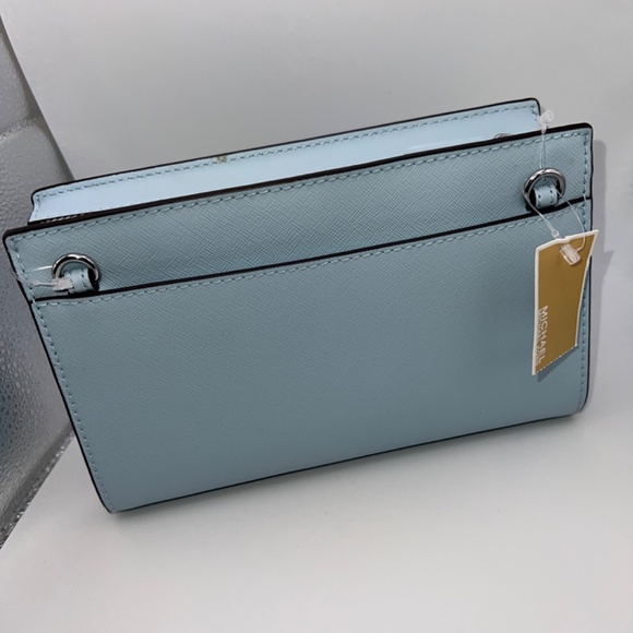 MAKE OFFER! Michael Kors Sheila Small Non-Leather Vegan Crossbody Bag Vista Blue - Picture 2 of 9